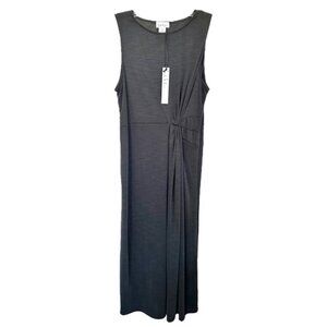 Nicole Miller Women's Sleeveless Knot Front Casual Midi Dress Size M Dark Gray